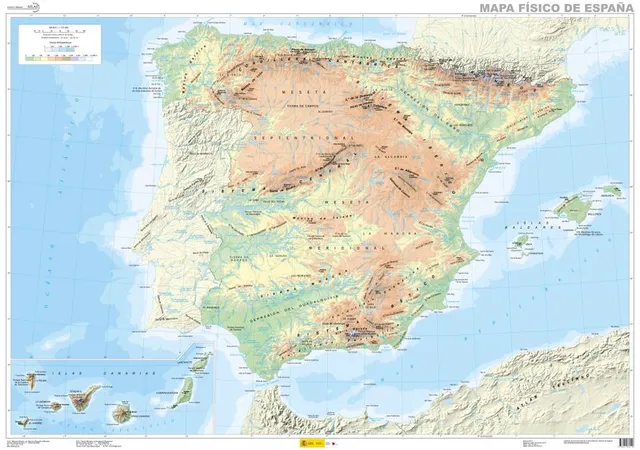Mapa físico de España 1:1.125.000 del Instituto Geográfico Nacional (edición 2015)