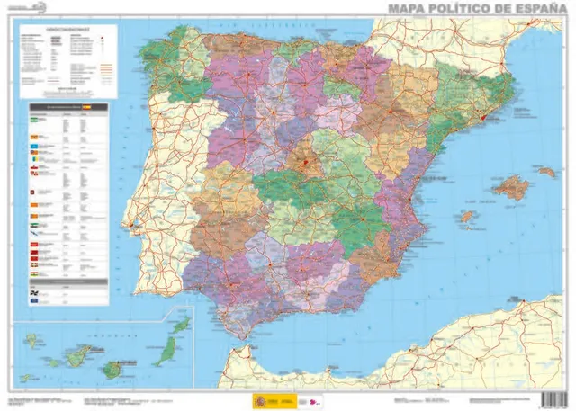 Mapa político de España 1:2.250.000 del Instituto Geográfico Nacional (edición 2015)