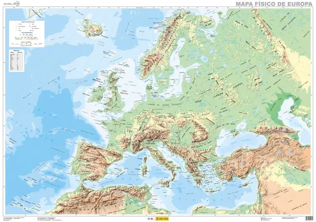 Mapa físico de Europa 1:5.000.000 del Instituto Geográfico Nacional (edición 2013)