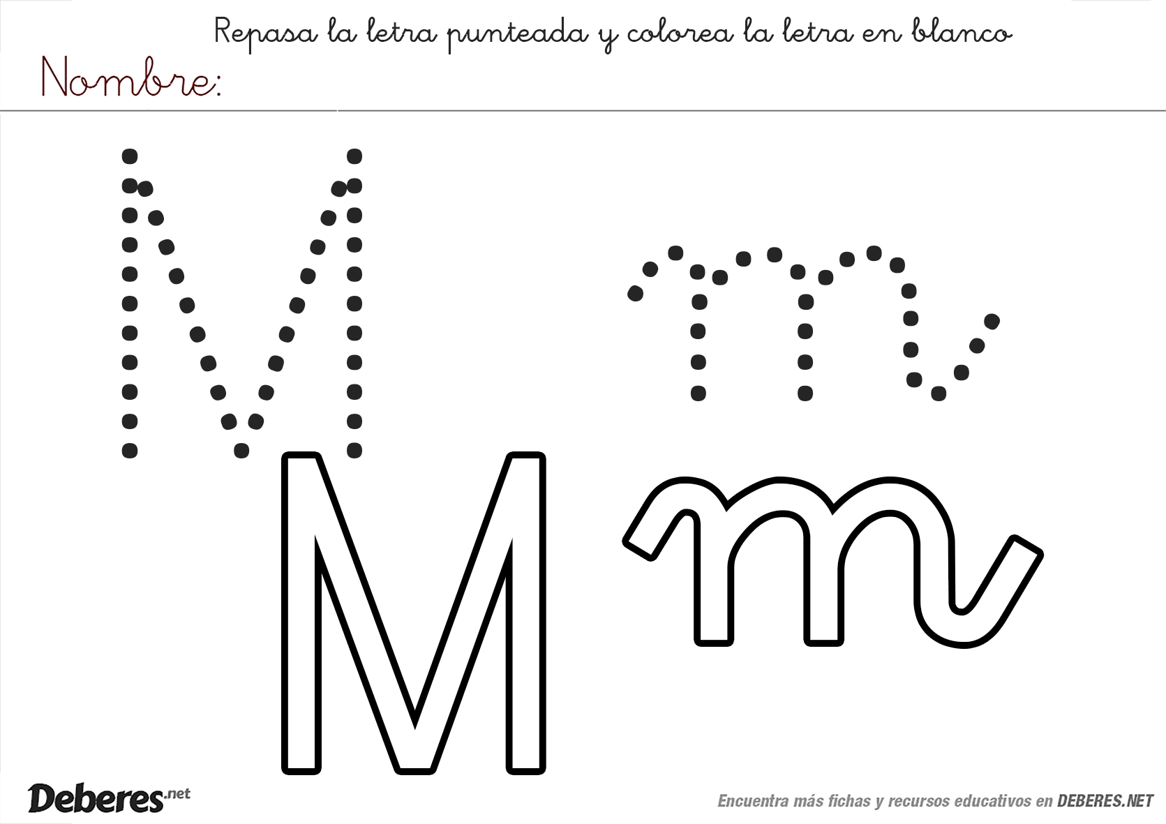 Ficha para colorear de la letra M