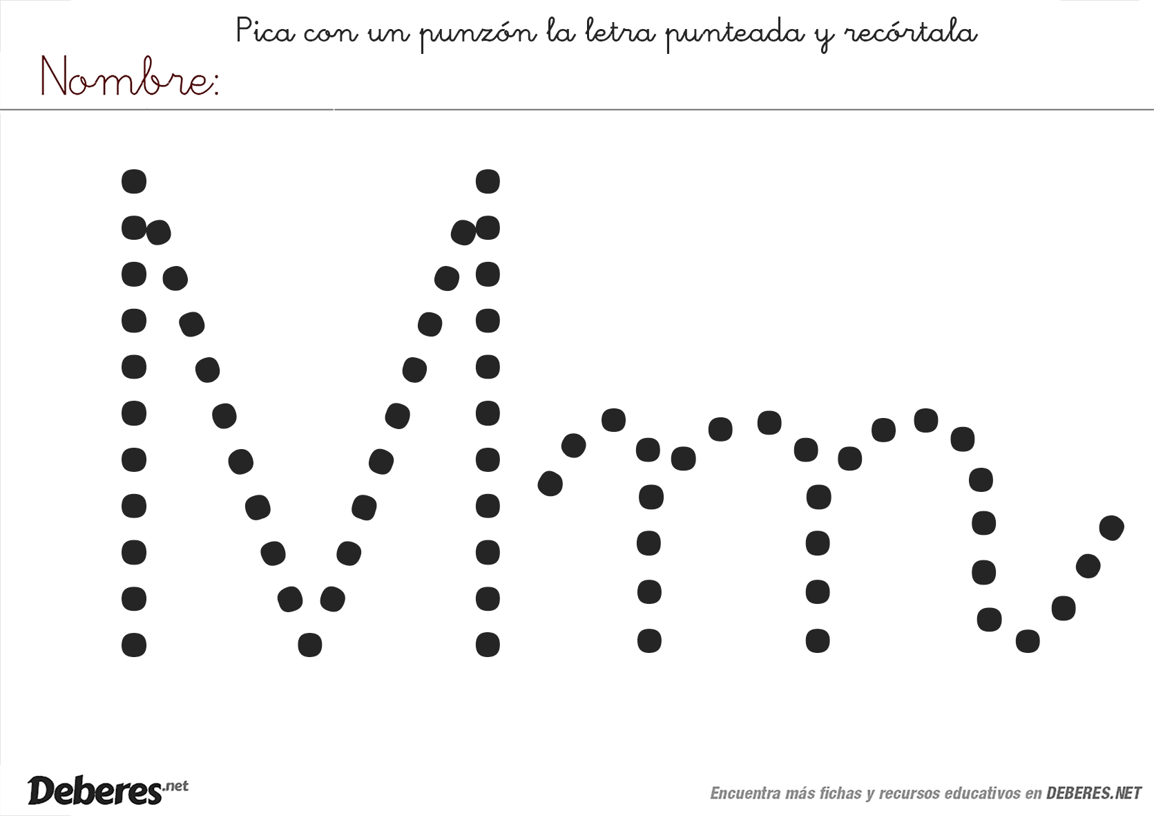 Ficha para picar y recortar la letra M